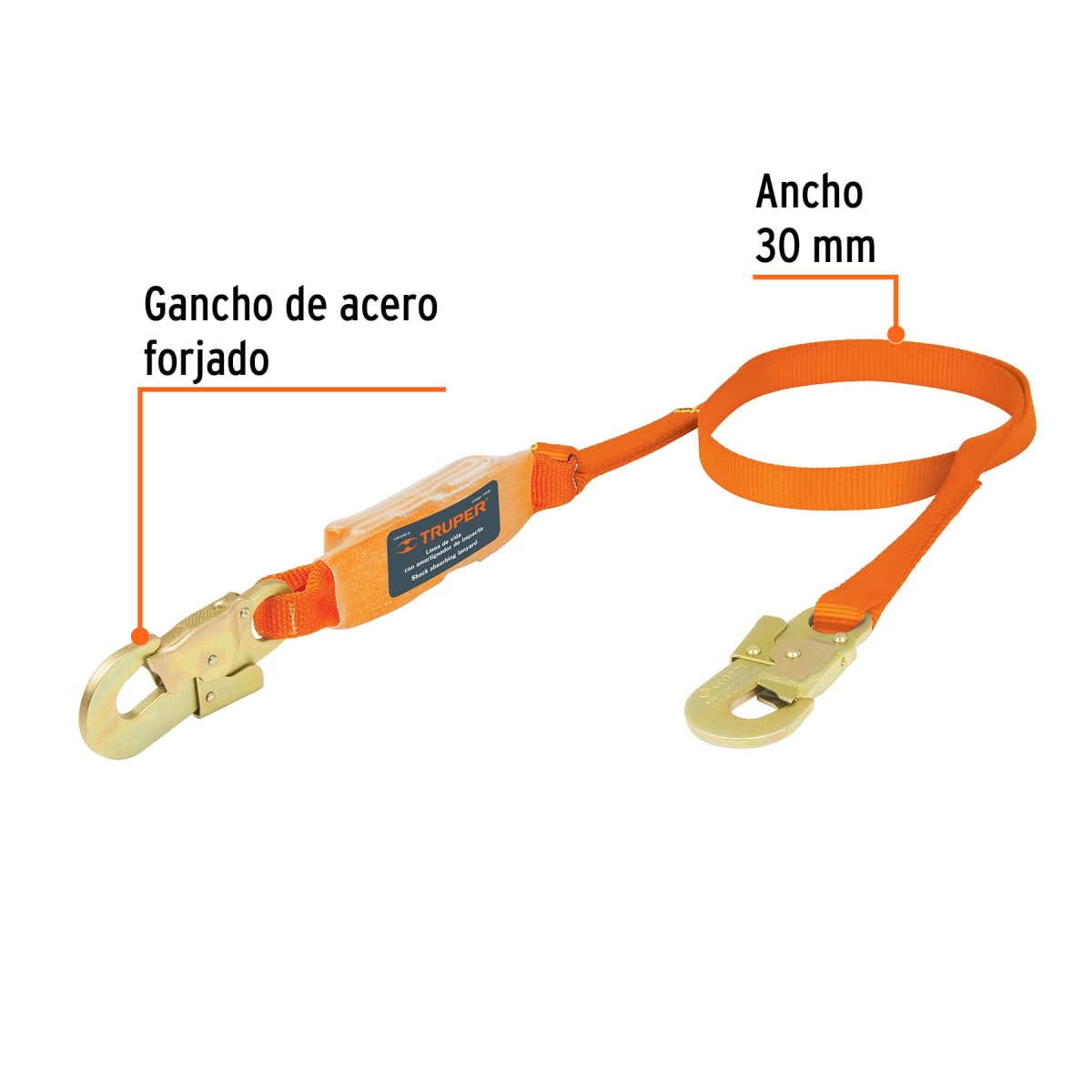 Línea de vida 1.8 m cinta políéster con amortiguador Truper2