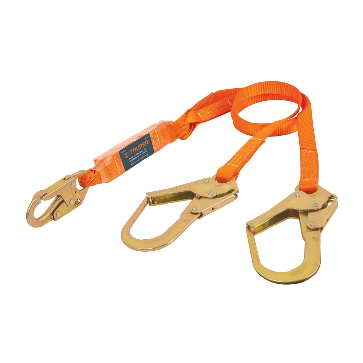 Línea vida absorbedor impacto doble brazo gancho grande,ansi Truper1