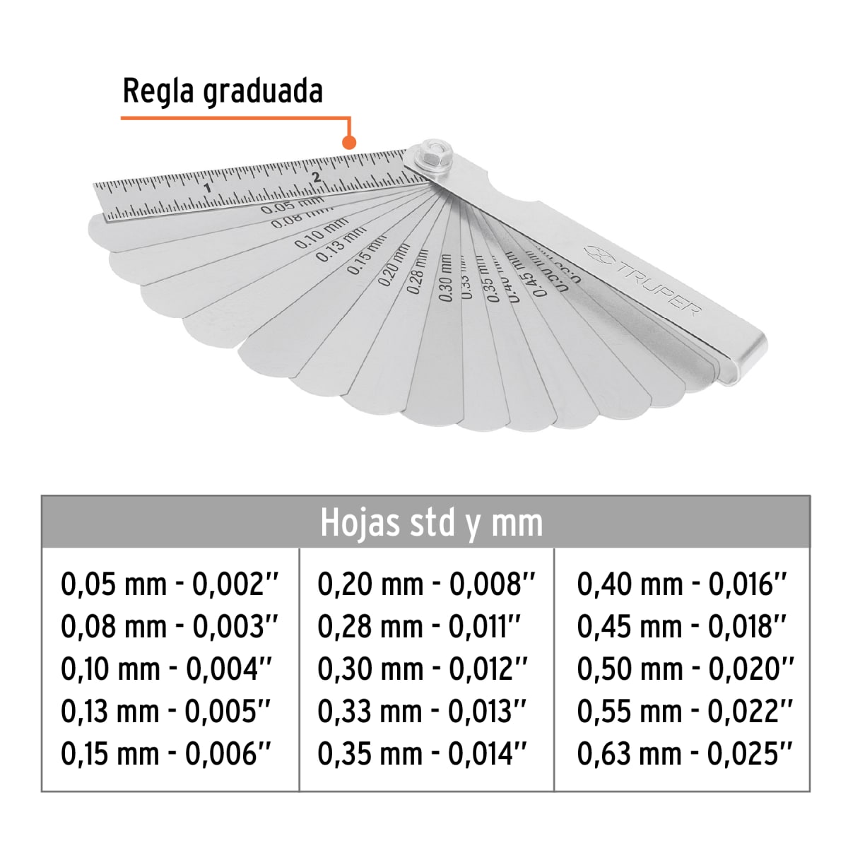 Galga de 15 hojas std / mm, Truper2