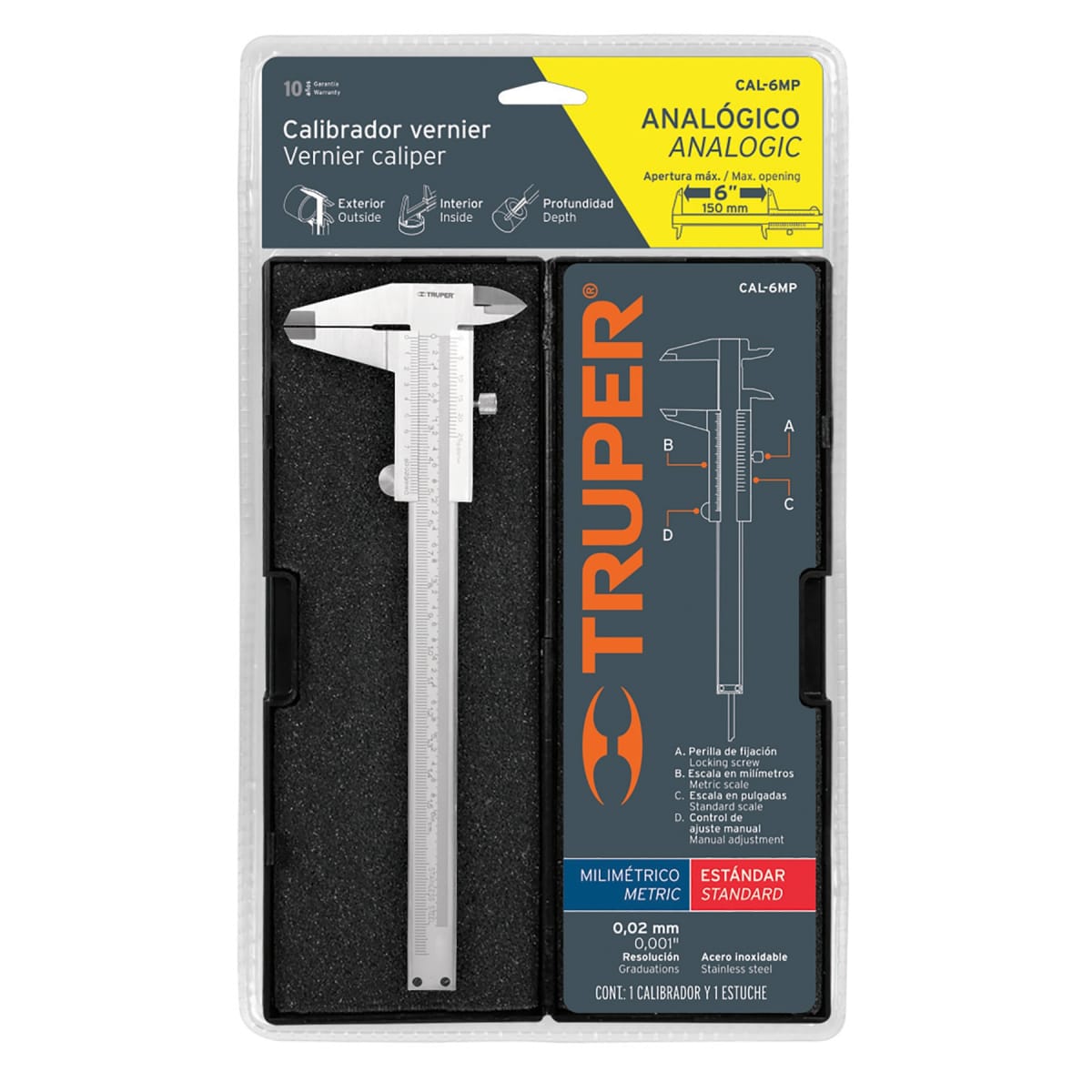 Calibrador Vernier 6'' Truper +Herramienta multifunción 300w Total12