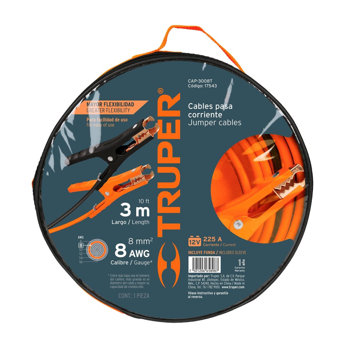 Cables pasa corriente 3 m 225 A 8 AWG con funda Truper4