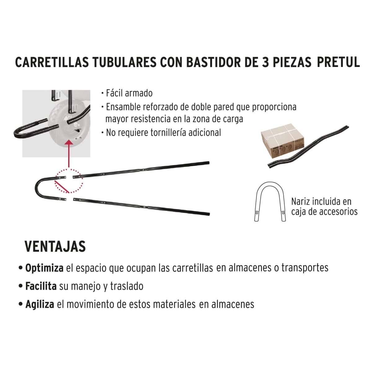 Carretilla 5.5 ft3 roja Neumática bastidor tubular Pretul4