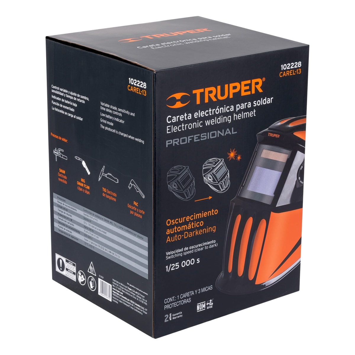 Careta electrónica para soldar, sombra 9-13, truper6