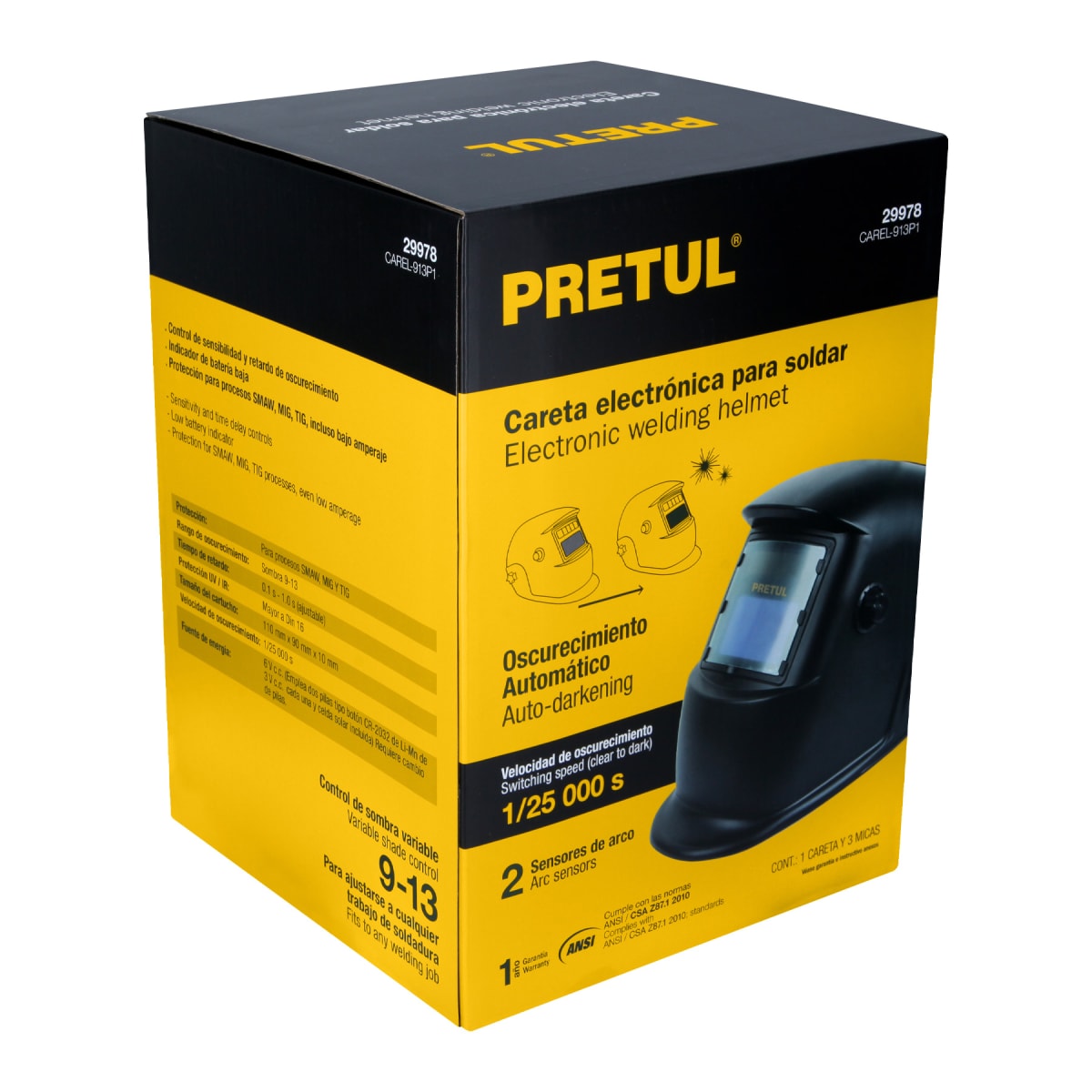 Máscara electrónica para soldar sombra 9 a 13 Pretul1