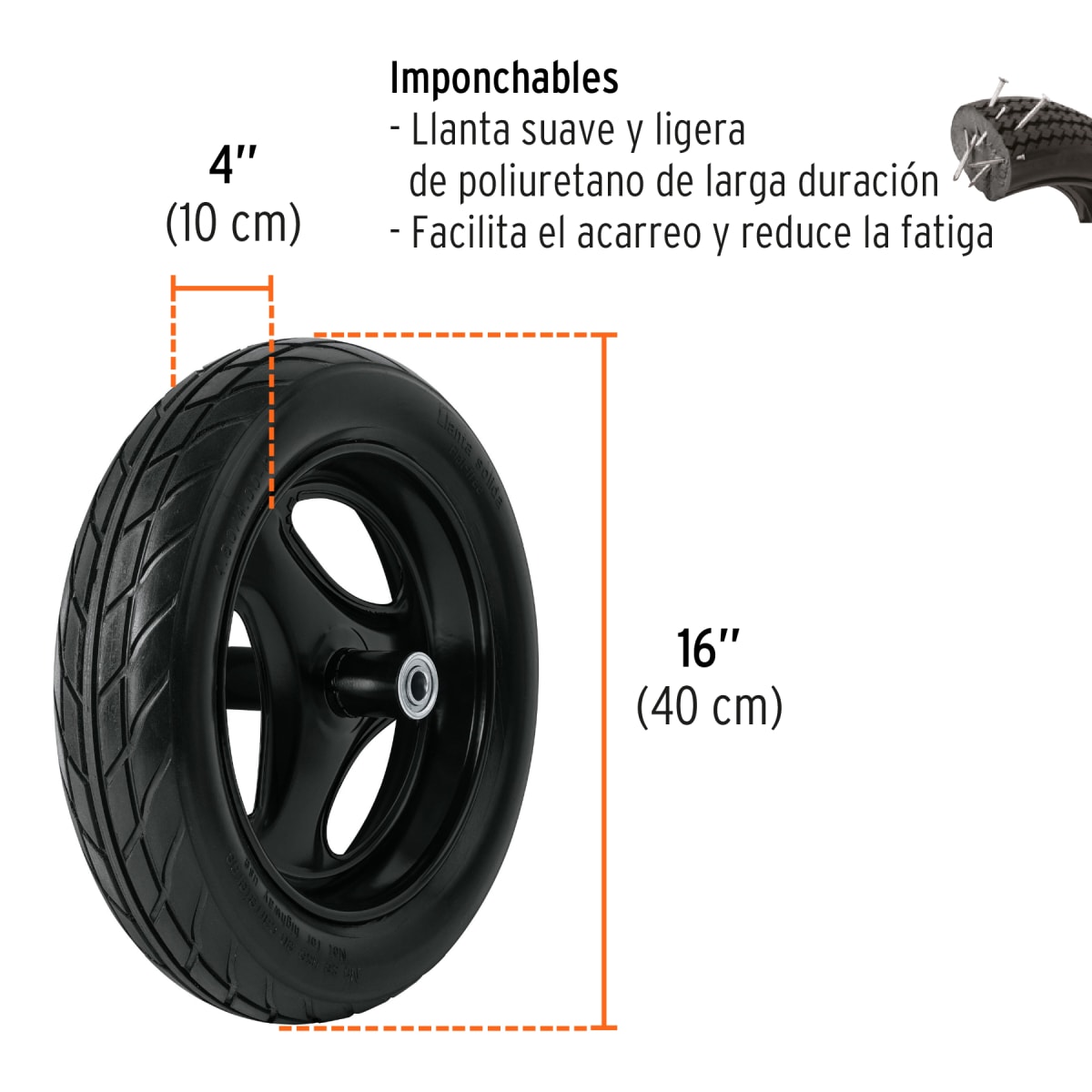 Carretilla 5.5 ft3 súper reforzada llanta imponchable Truper Expert4