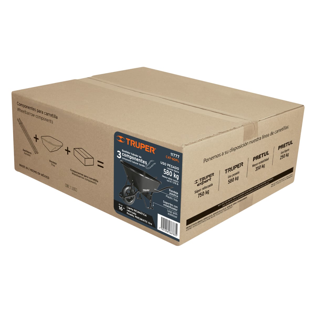 Carretilla plástica 6 ft3 llanta neumática reforzada Truper7