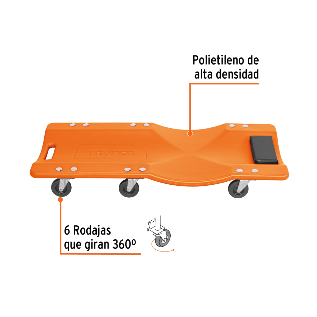 Cama de plástico 36'' para mecánico Truper2