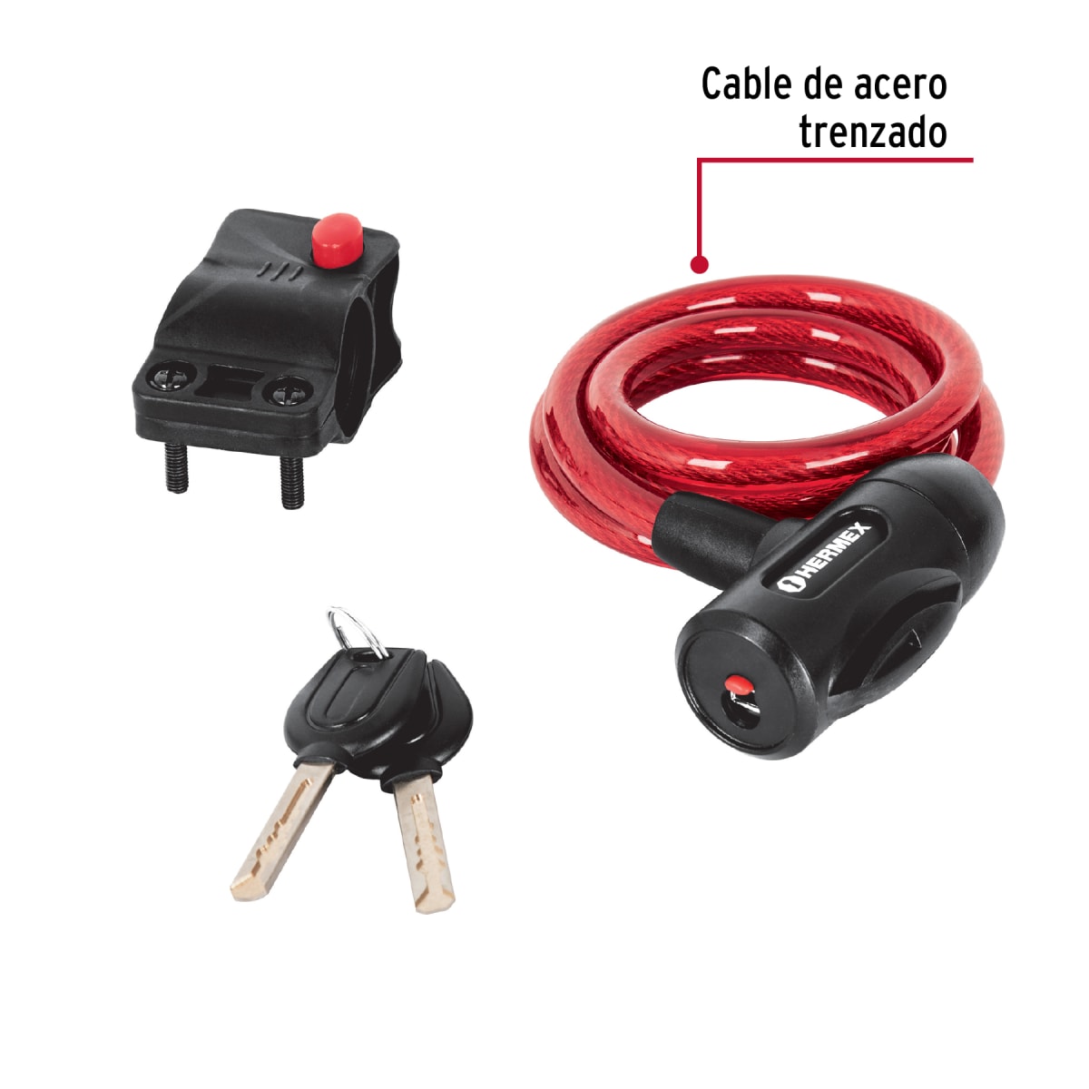 Candado de cable con llave 10 mm x 1.0 m Hermex3