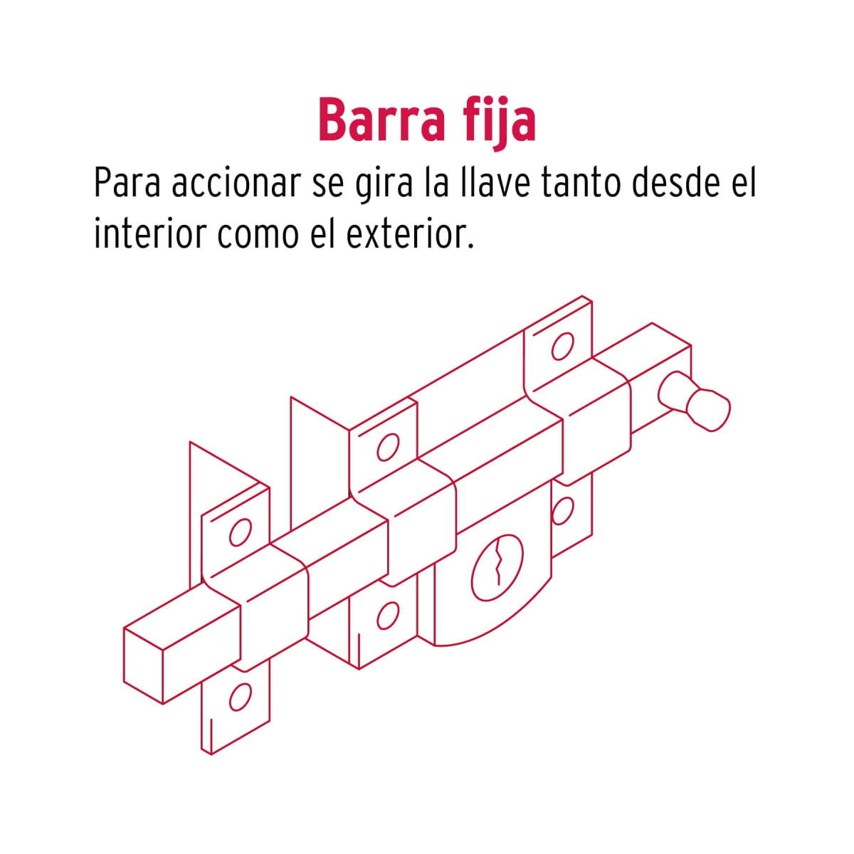 Chapa cerradura de barra fija cilindro exterior Hermex4