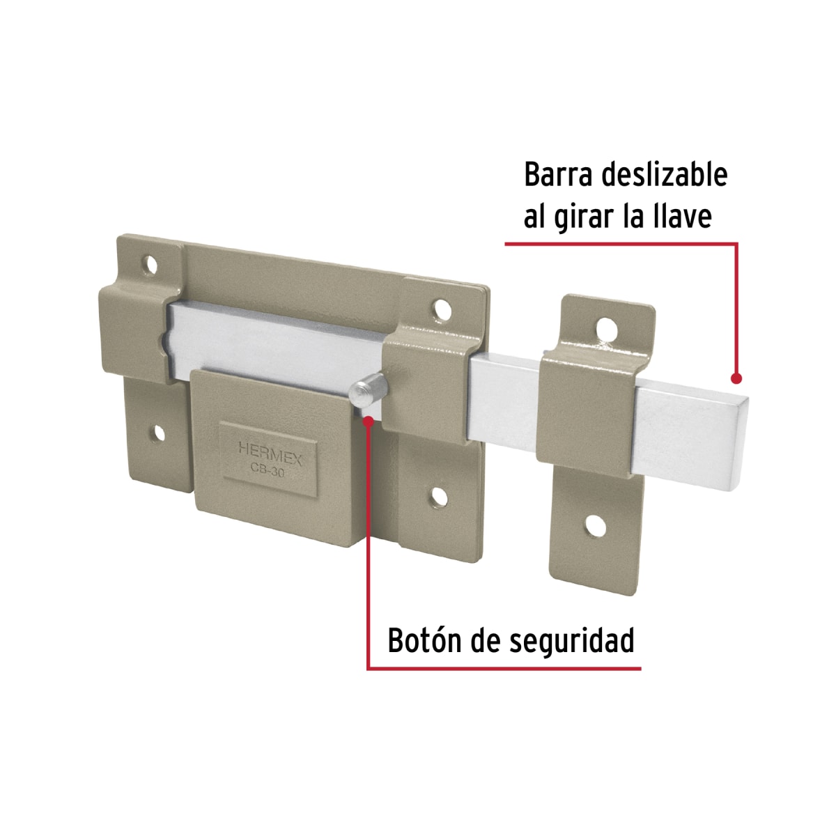 Chapa cerradura de barra fija cilindro exterior Hermex2