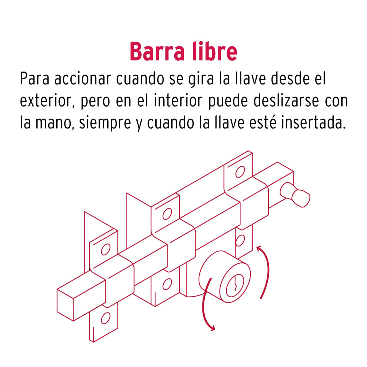 Chapa cerradura de barra libre doble cilindro Hermex4