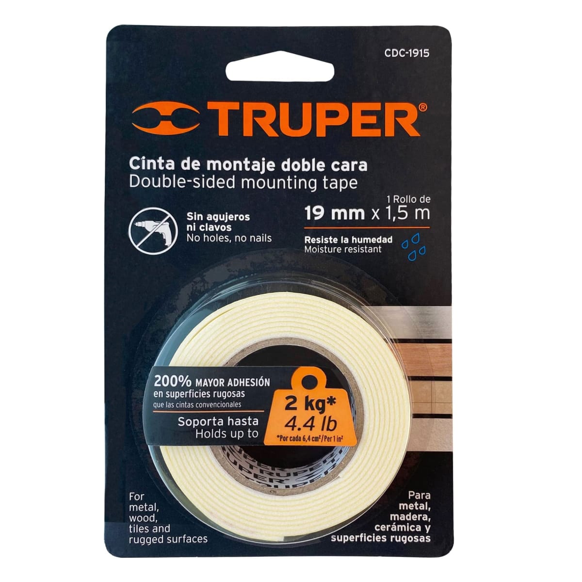 Cinta doble contacto de 19 mm x 1.5 m Truper5