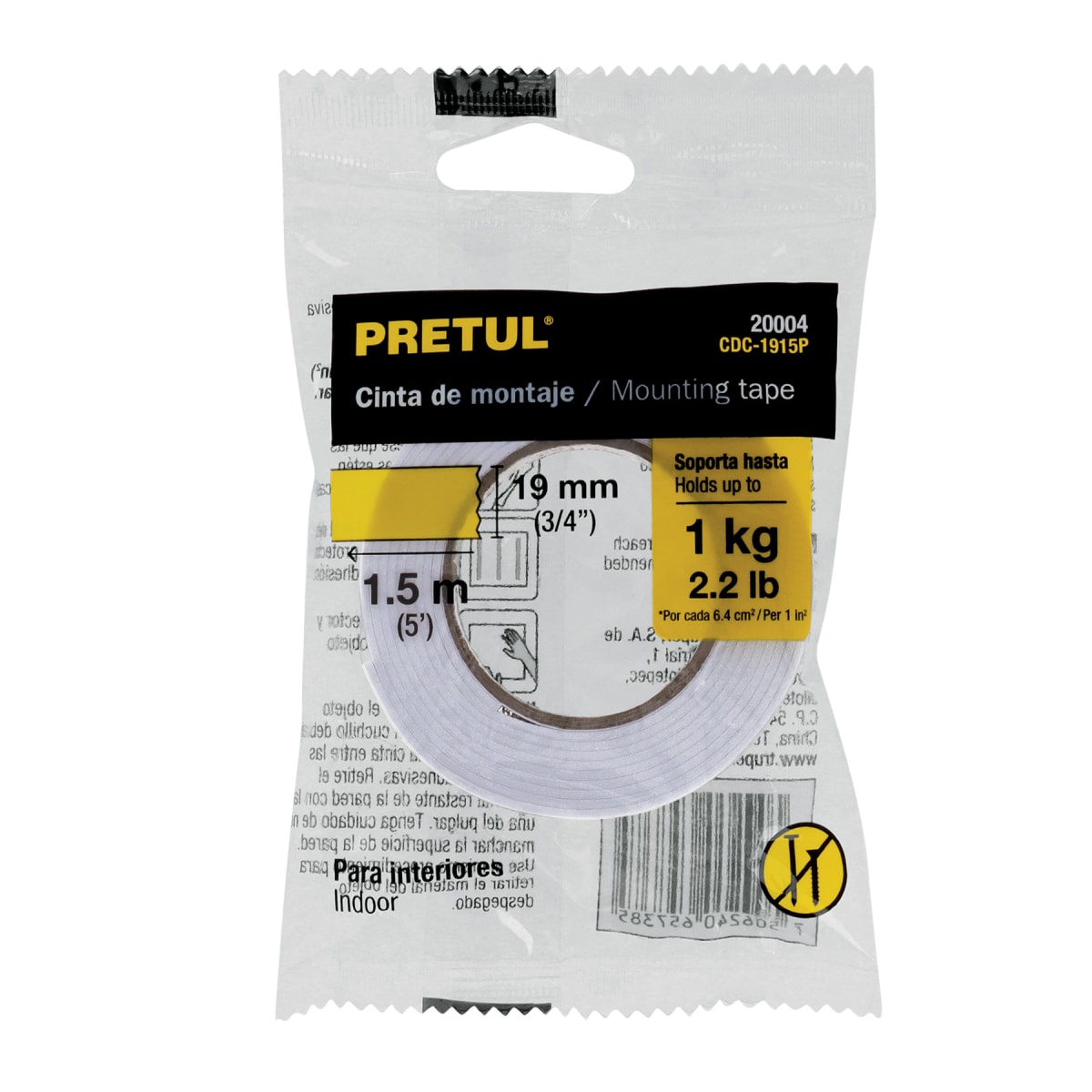 Cinta doble contacto de 19 mm x 1.5 m Pretul4