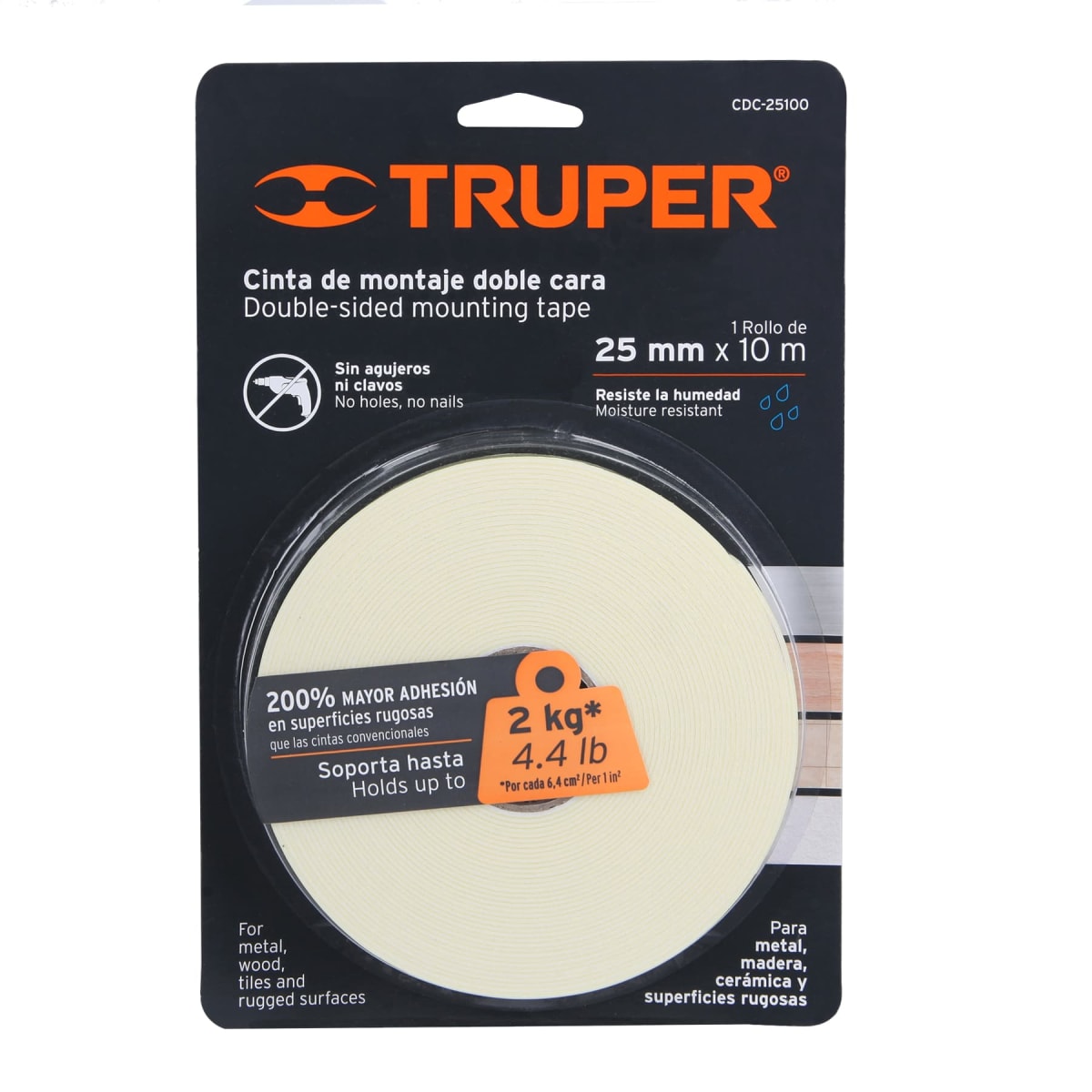 Cinta doble contacto de 25 mm x 10 m. truper3