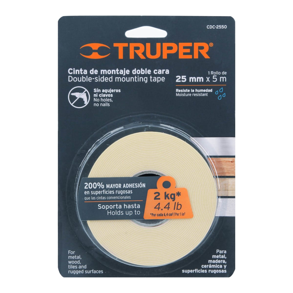Cinta doble contacto de 25 mm x 5 m Truper3