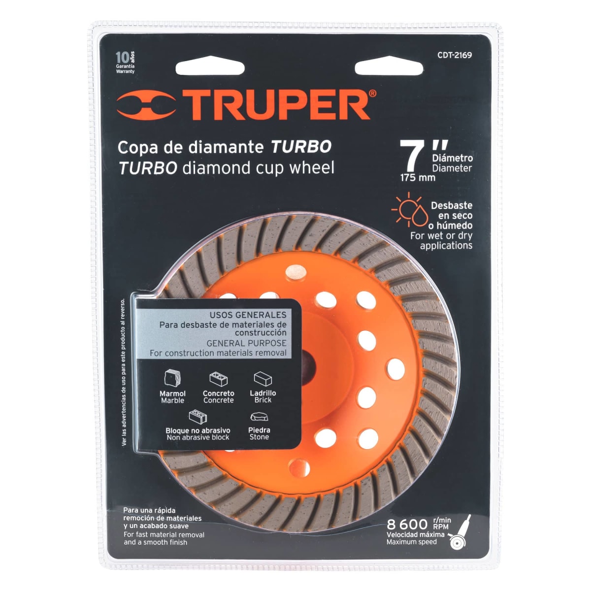 Copa de diamante turbo 7´´,usos generales Truper2