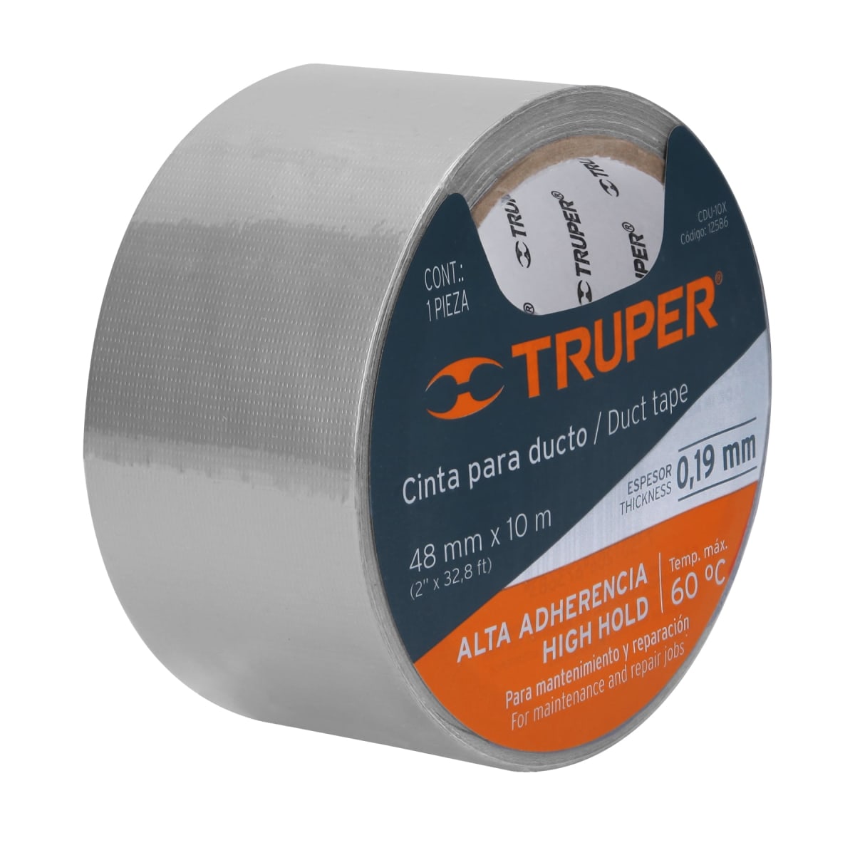 Cinta ducte tape 10 m espesor 0.19 mm temp. máx. 60°c Truper2