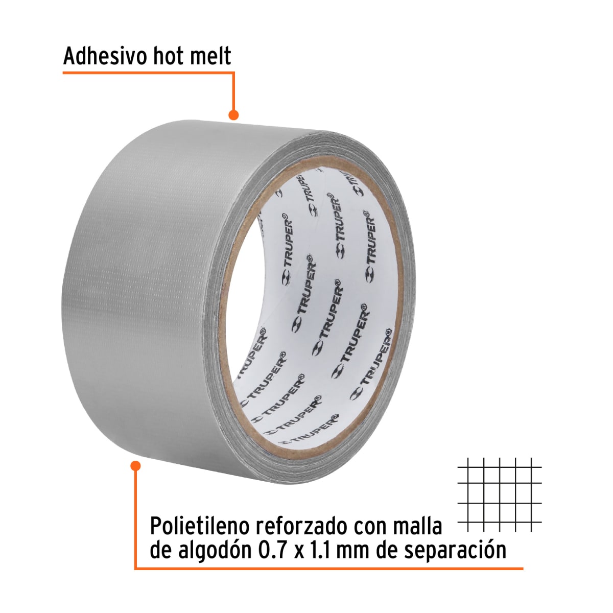 Cinta ducte tape 10 m espesor 0.19 mm temp. máx. 60°c Truper3