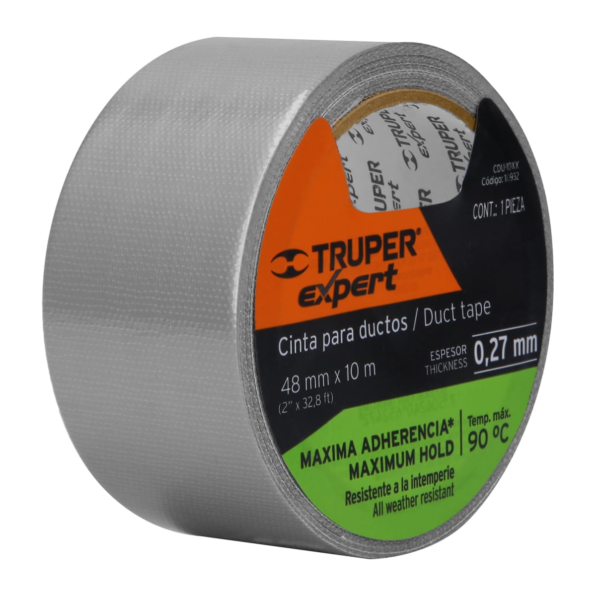 Cinta ducte tape 10 m espesor 0.27 mm, temp. máx. 90°C, Expert Truper2