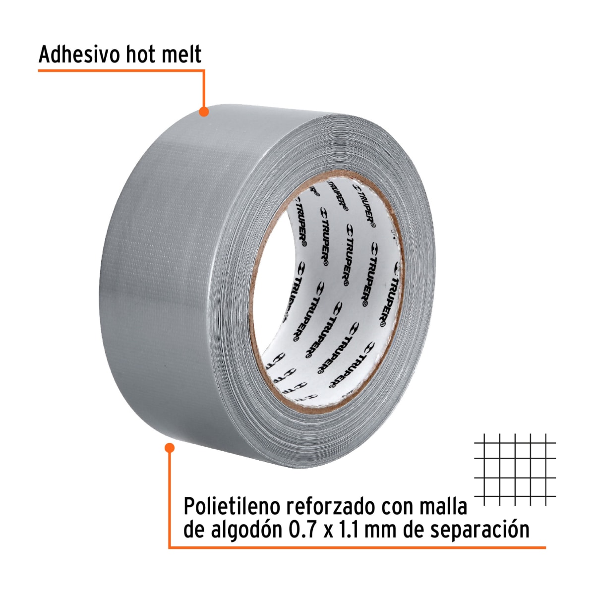 Cinta ducte tape 30 m espesor 0.19 mm. temp. máx. 60°c. truper3