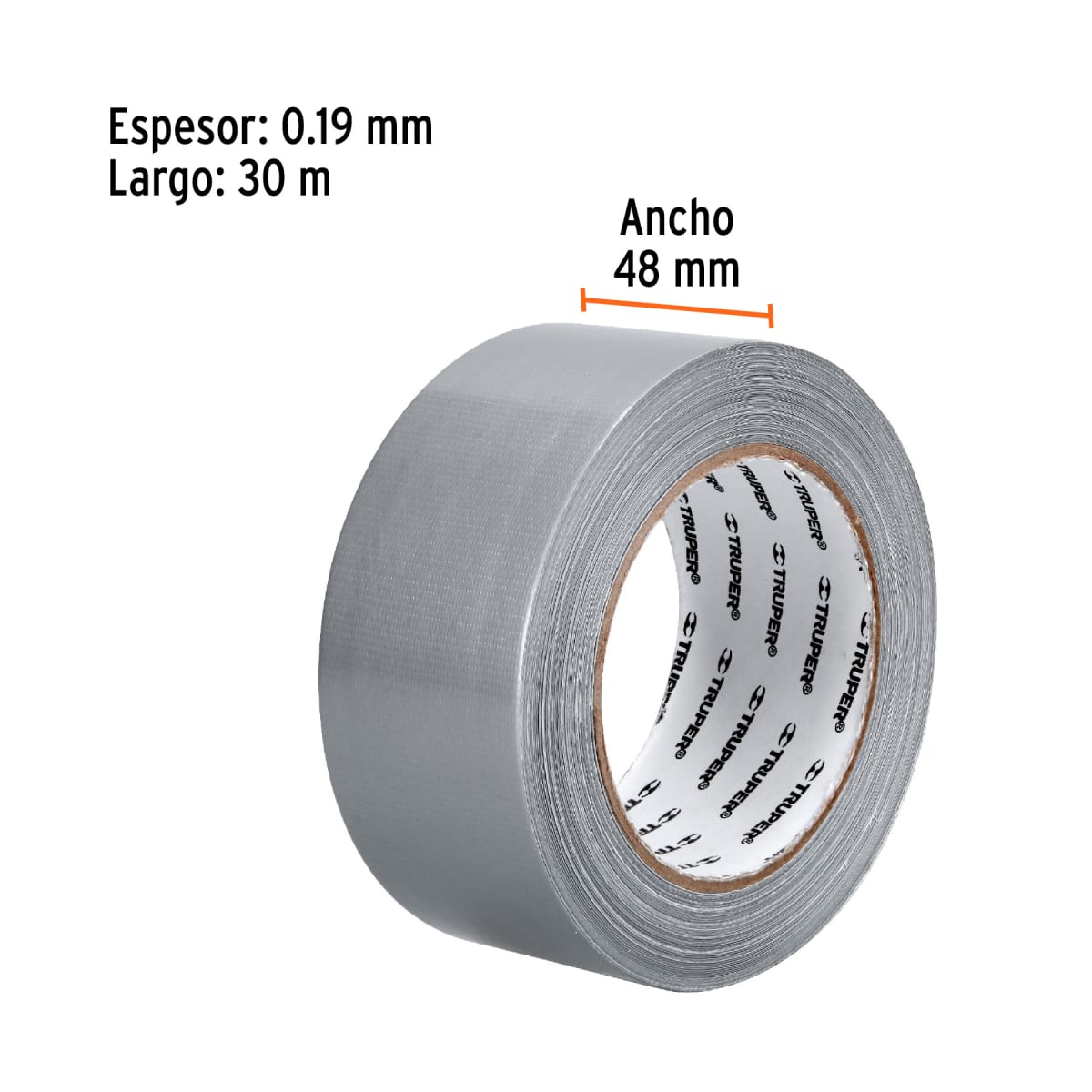 Cinta ducte tape 30 m espesor 0.19 mm. temp. máx. 60°c. truper4