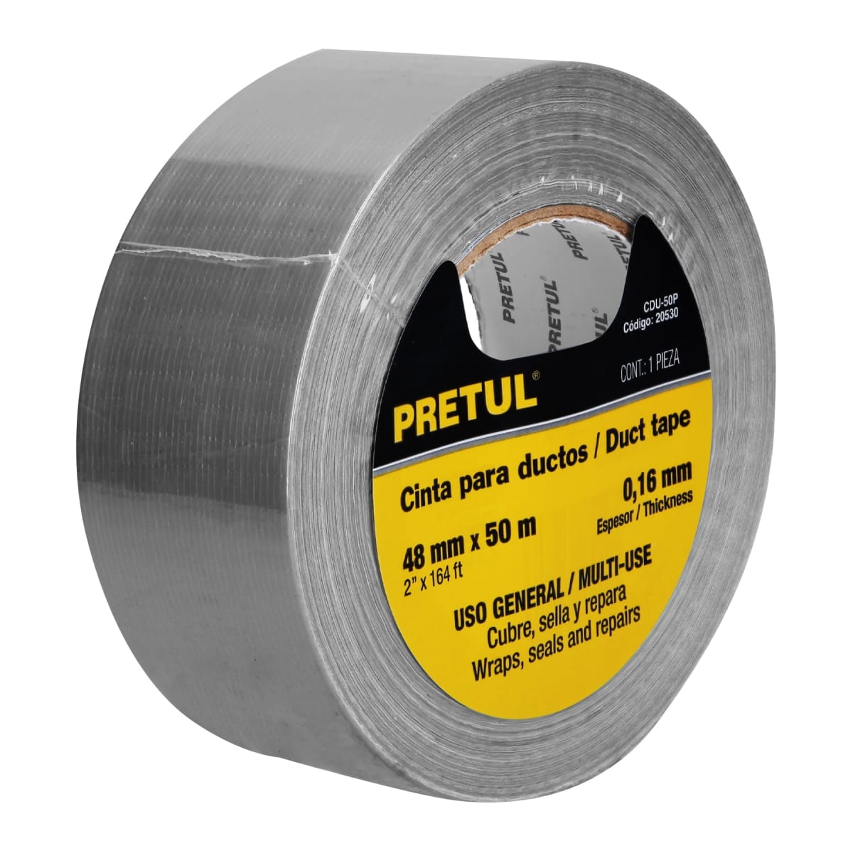 Cinta ducte tape 50 m espesor 0.16 mm, Pretul2