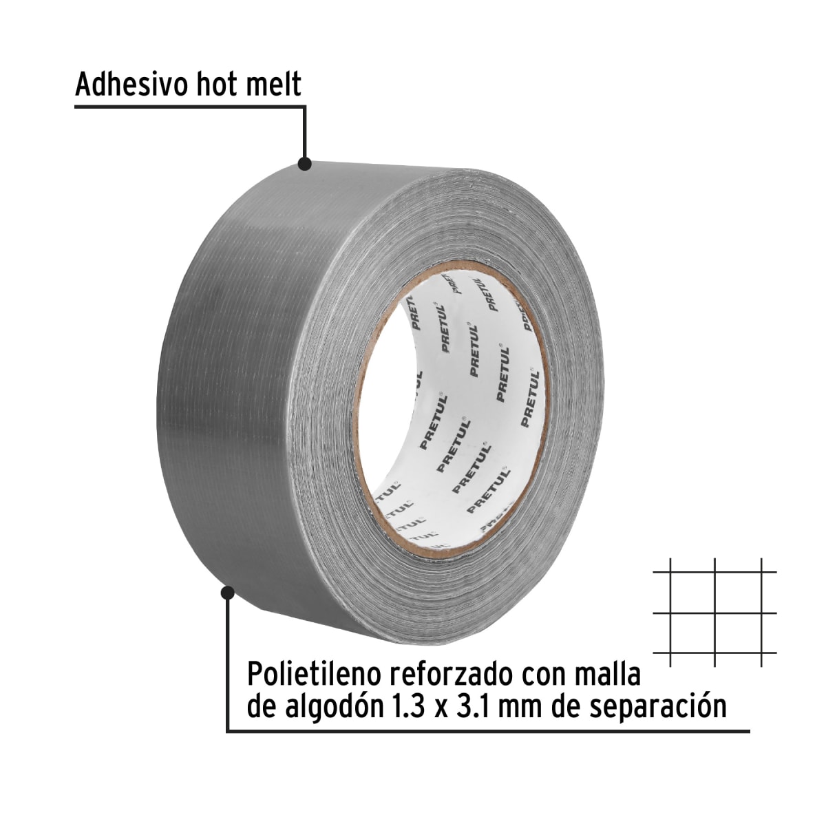 Cinta ducte tape 50 m espesor 0.16 mm, Pretul3