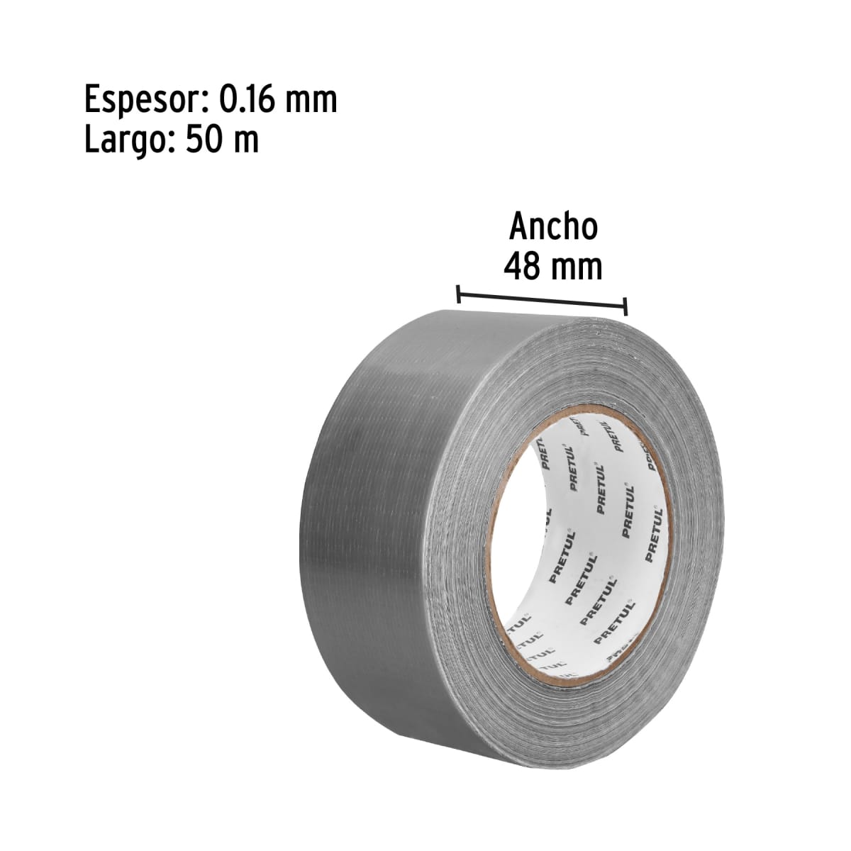 Cinta ducte tape 50 m espesor 0.16 mm, Pretul4