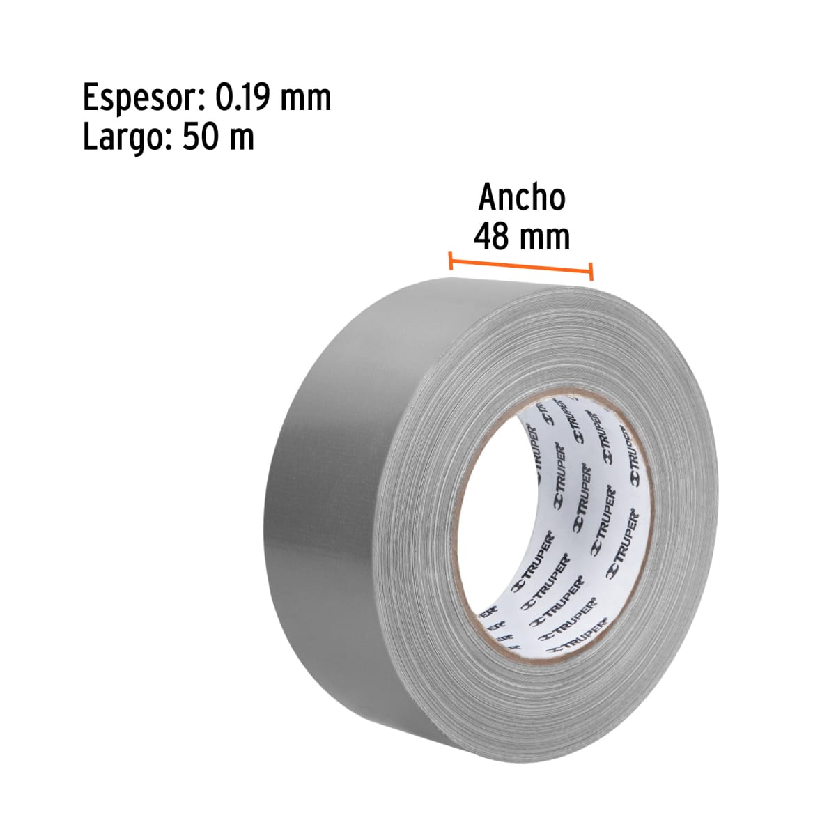 Cinta ducte tape 50 m espesor 0.19 mm. temp. máx. 60°c. truper4