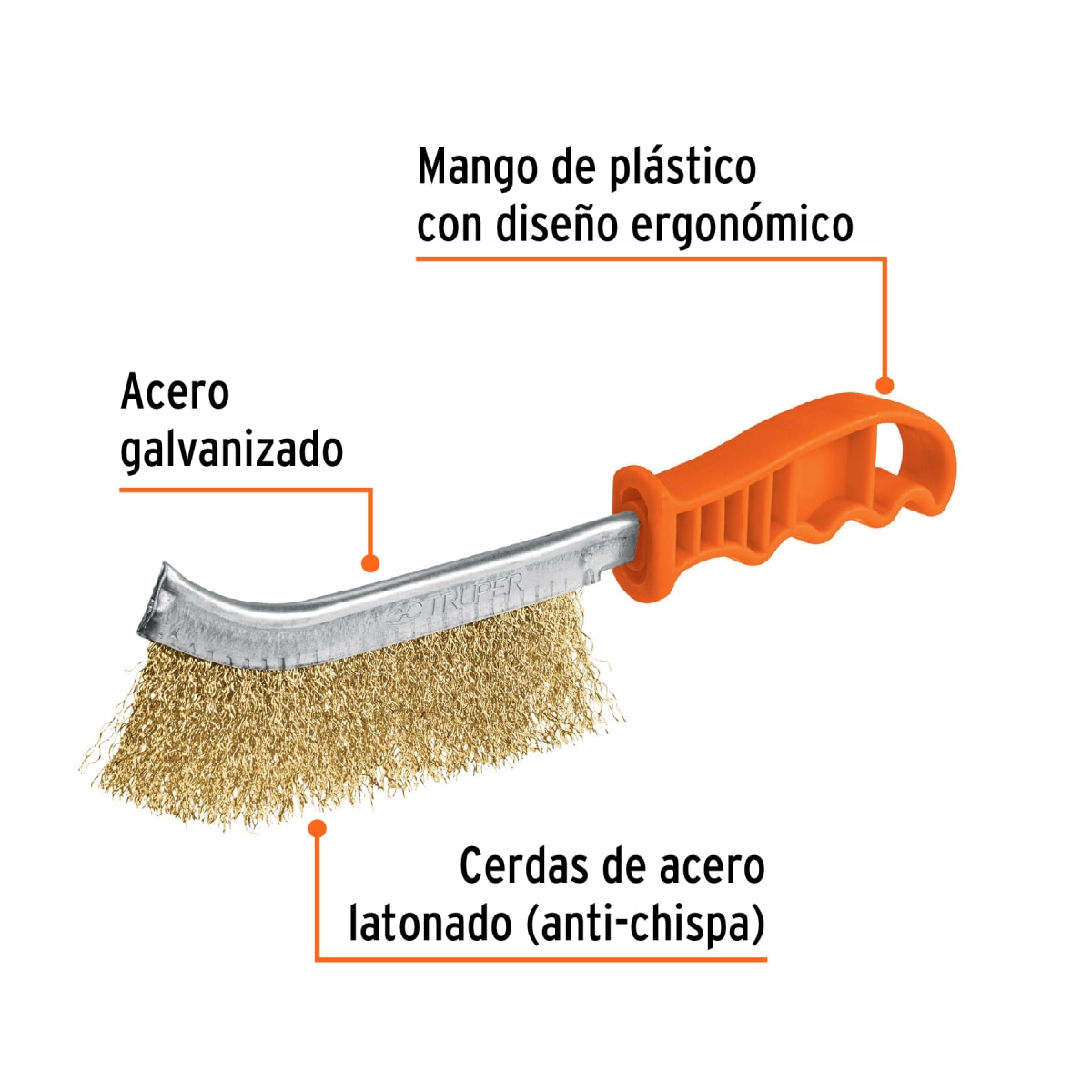 Cepillo de alambre curvo anti-chispa de alambre ondulado Truper2