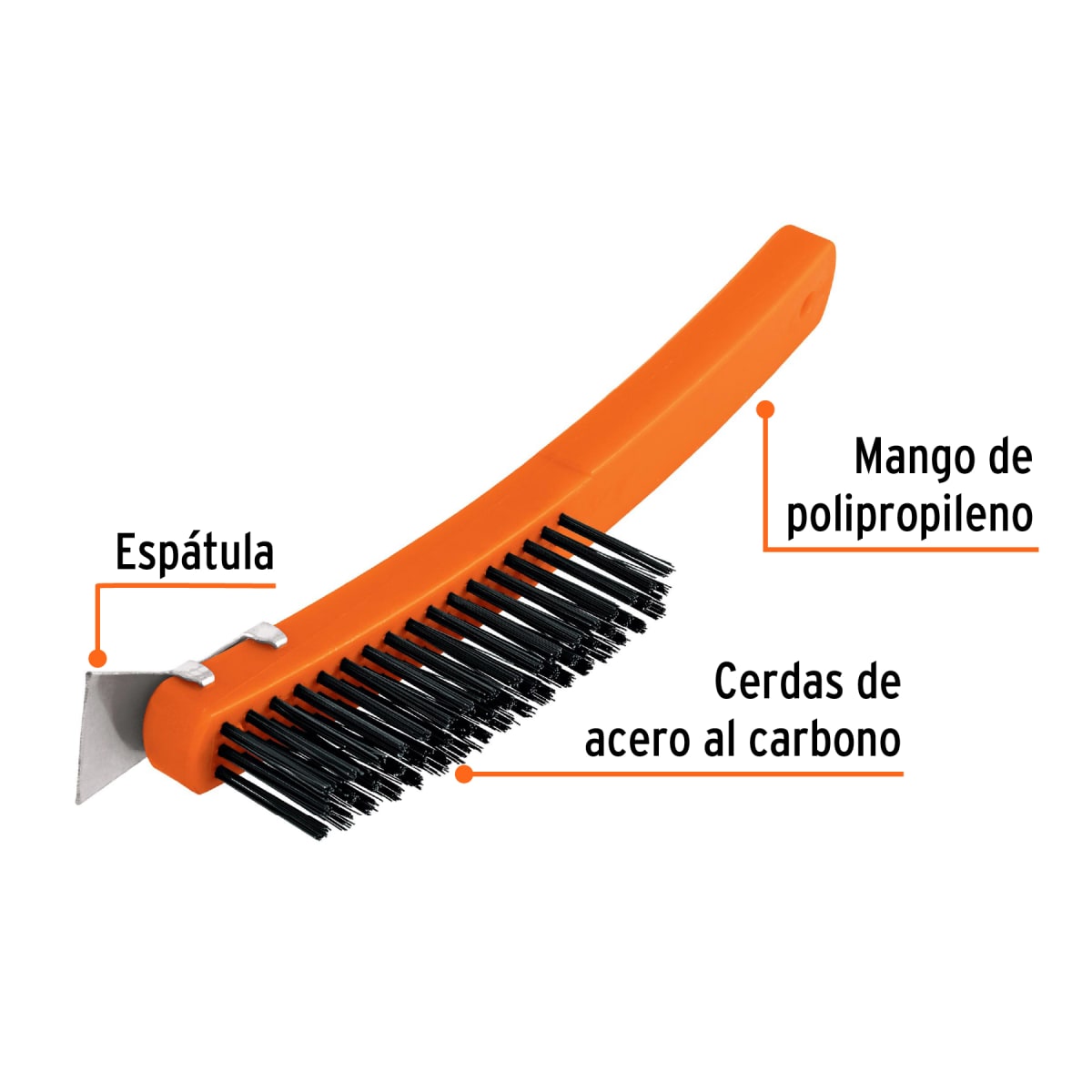 Cepillo de alambre 51 pinceles acero al carbono c/espátula Truper2