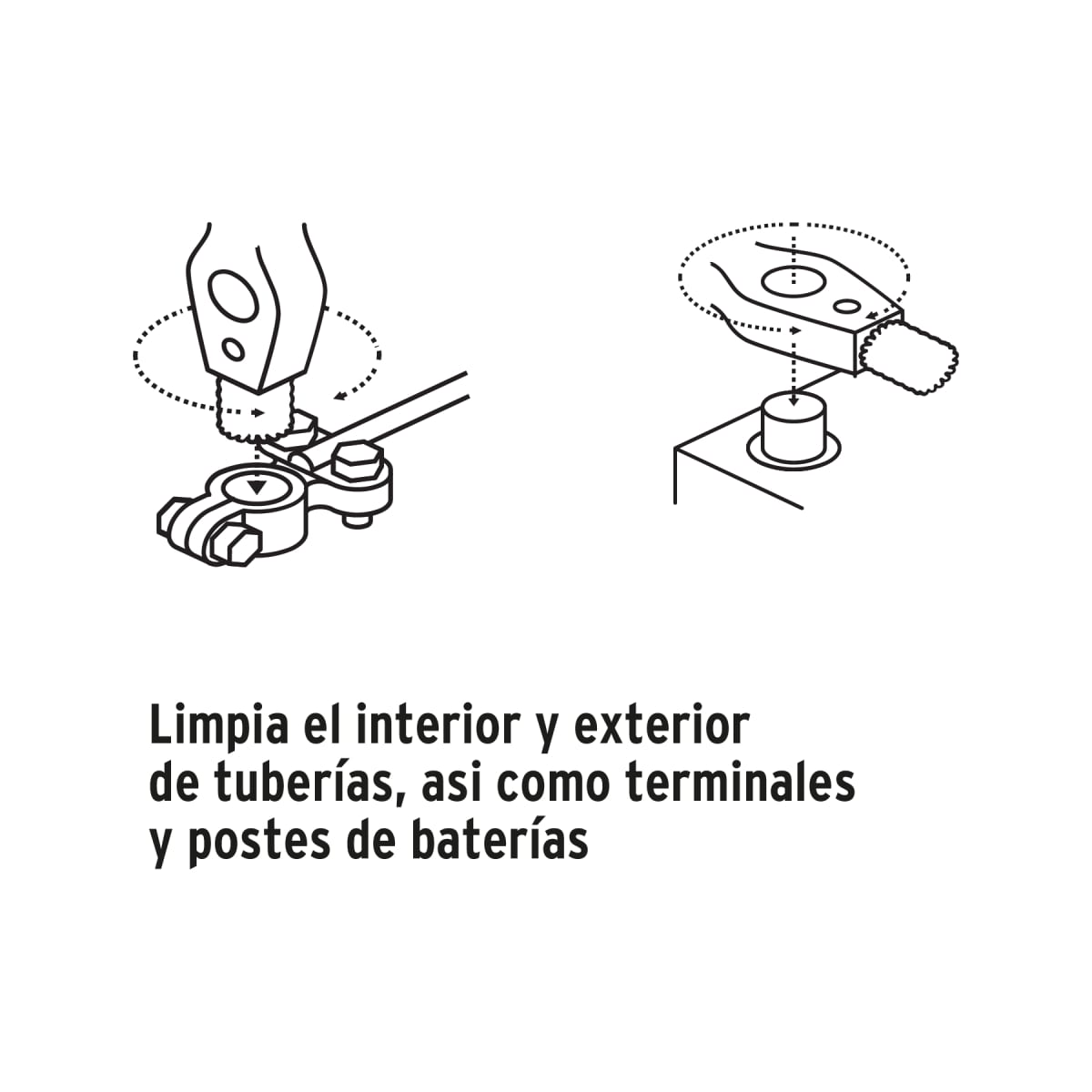 Cepillo limpiador de terminales de baterías, 4 en 1, Truper4