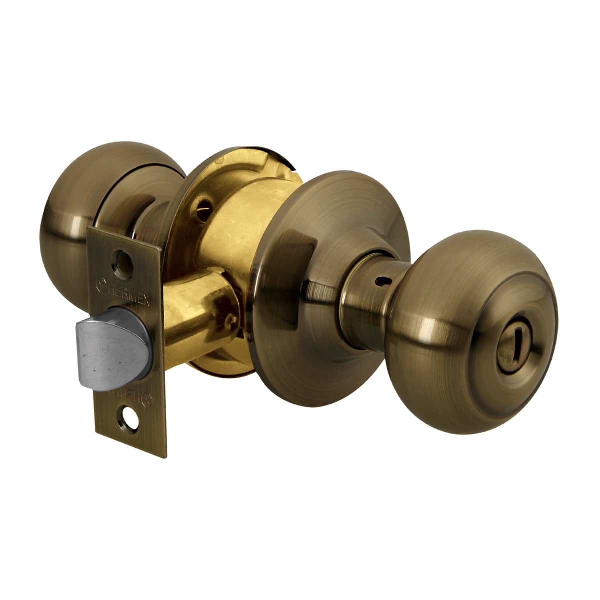 Cerradura tipo oval para baño, latón antiguo, hermex2
