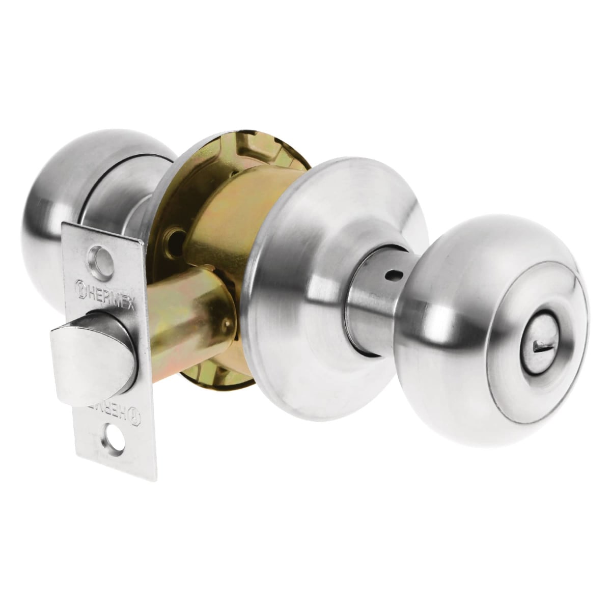 Cerradura tipo oval para baño, cromo mate, Hermex2