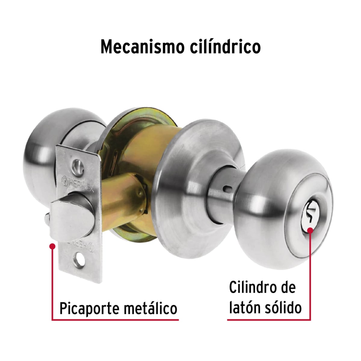 Cerradura tipo oval para entrada, cromo mate, hermex3