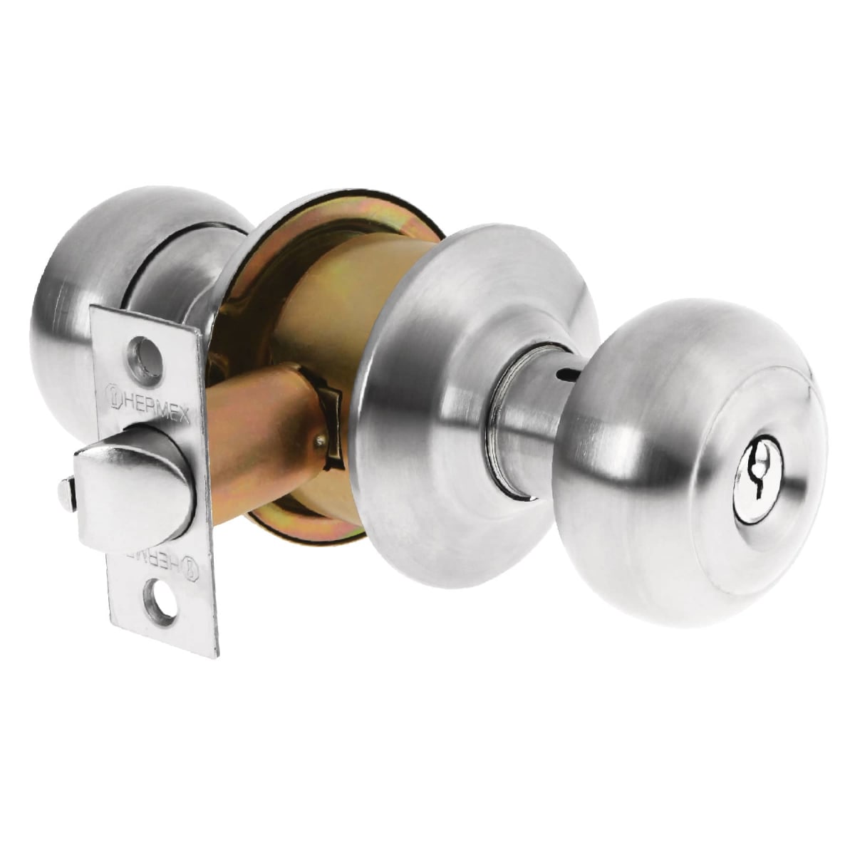 Cerradura tipo oval para recámara, cromo mate, Hermex2