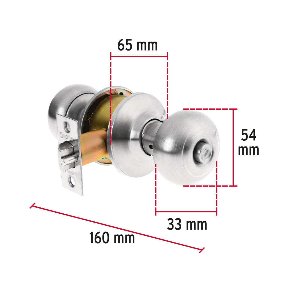 Cerradura tipo oval para recámara, cromo mate, Hermex4