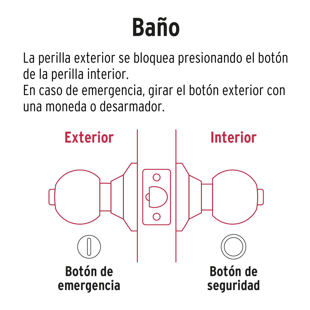 Cerradura pomo, negro, esfera, baño, Hermex5
