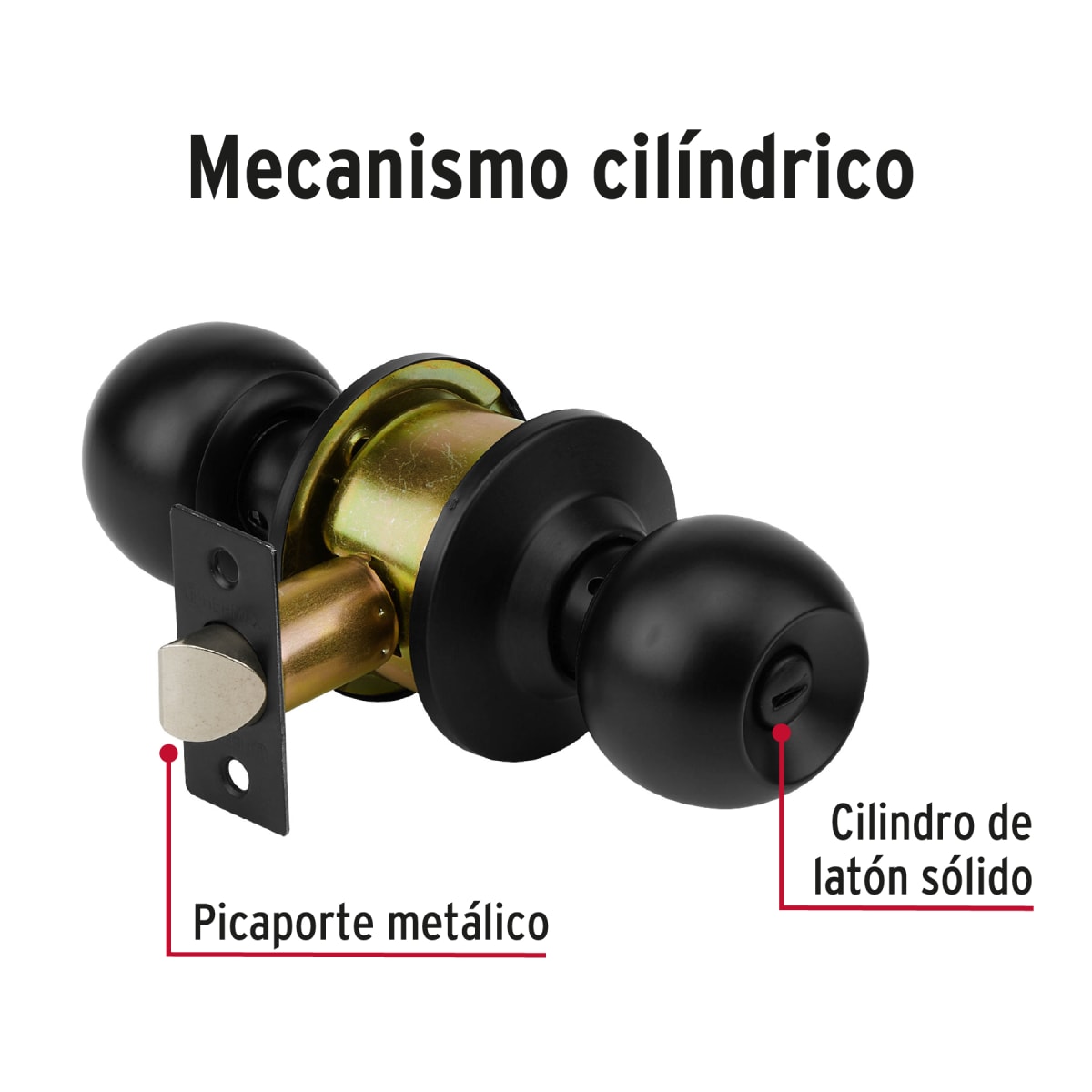 Cerradura pomo, negro, esfera, baño, Hermex3