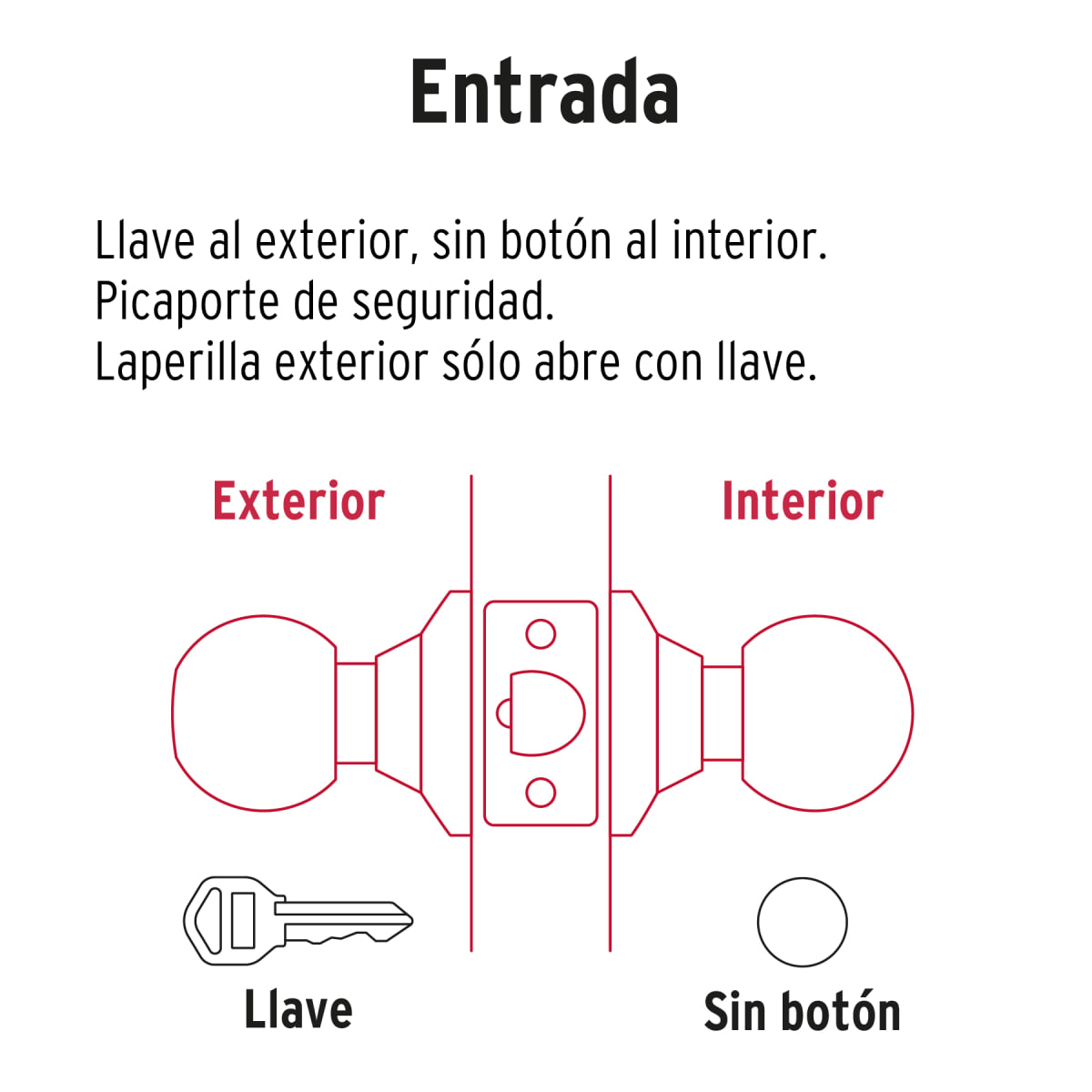Cerradura pomo, negro, esfera, entrada, Hermex5