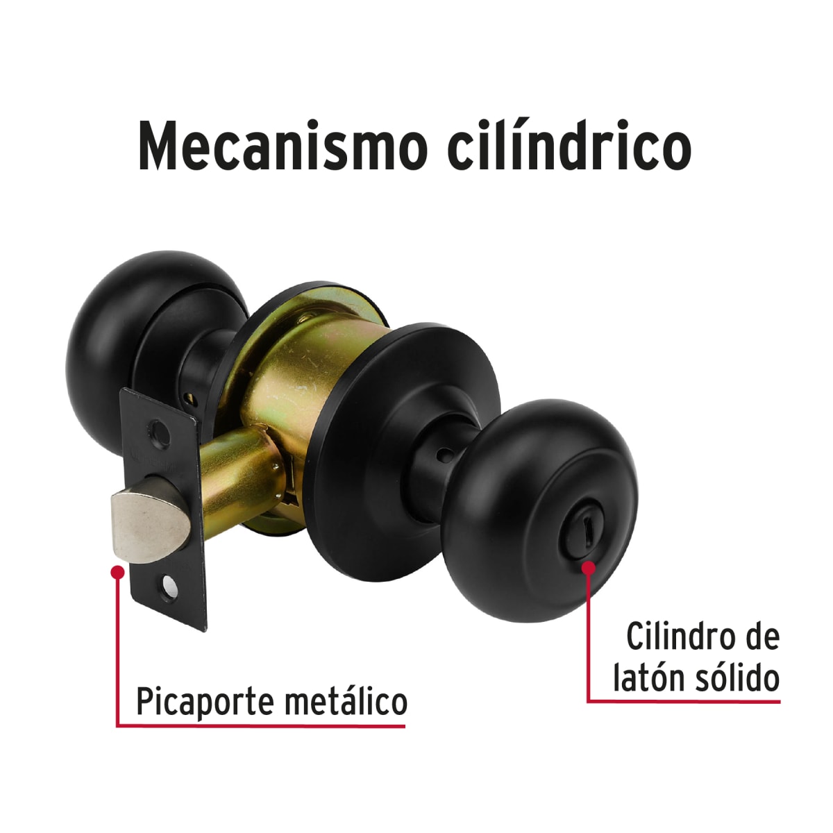 Cerradura pomo, negro, oval, baño, Hermex3