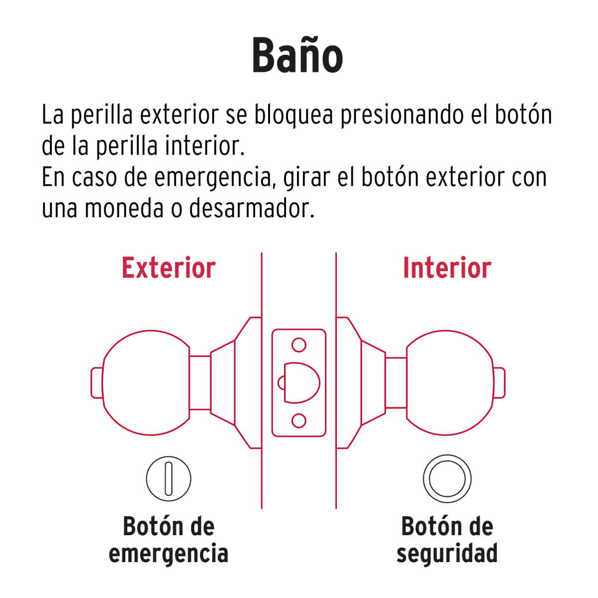 Cerradura pomo, negro, oval, baño, Hermex5