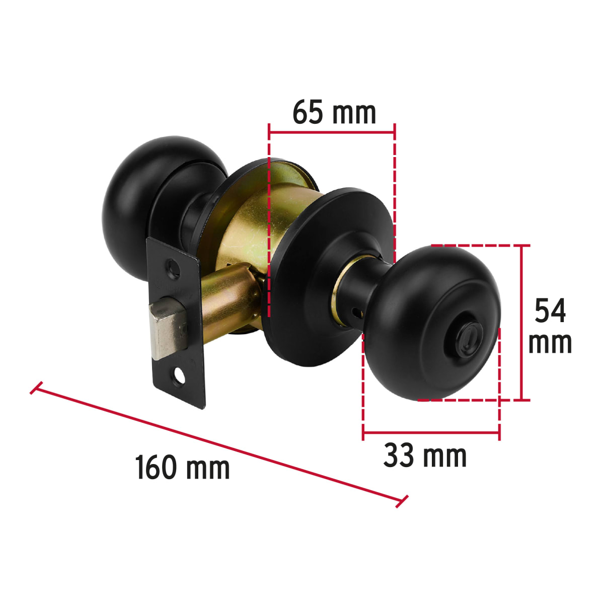 Cerradura pomo, negro, oval, baño, Hermex4