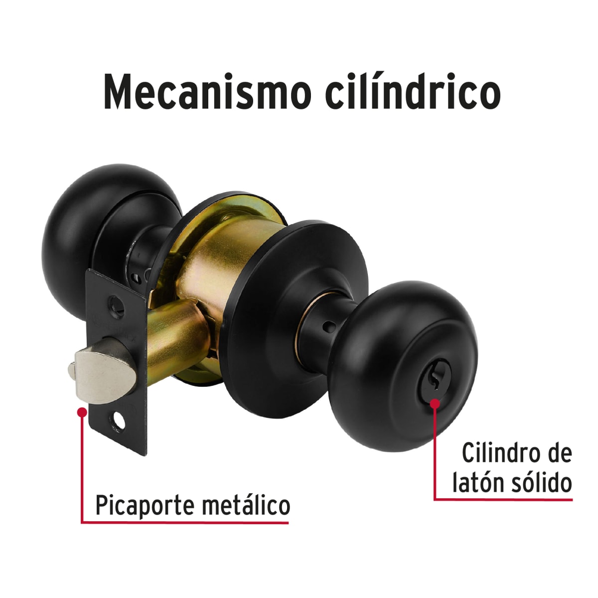 Cerradura pomo, negro, oval, entrada, Hermex3