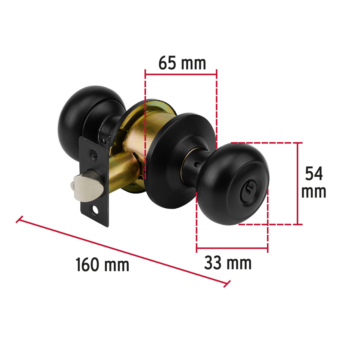 Cerradura pomo, negro, oval, entrada, Hermex4