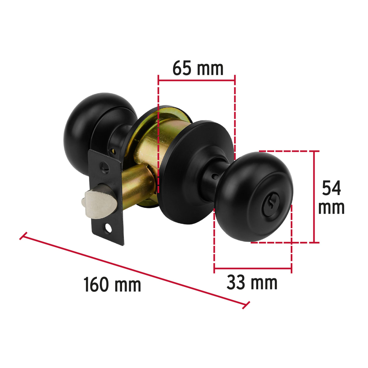 Cerradura pomo, negro, oval, recámara, Hermex4