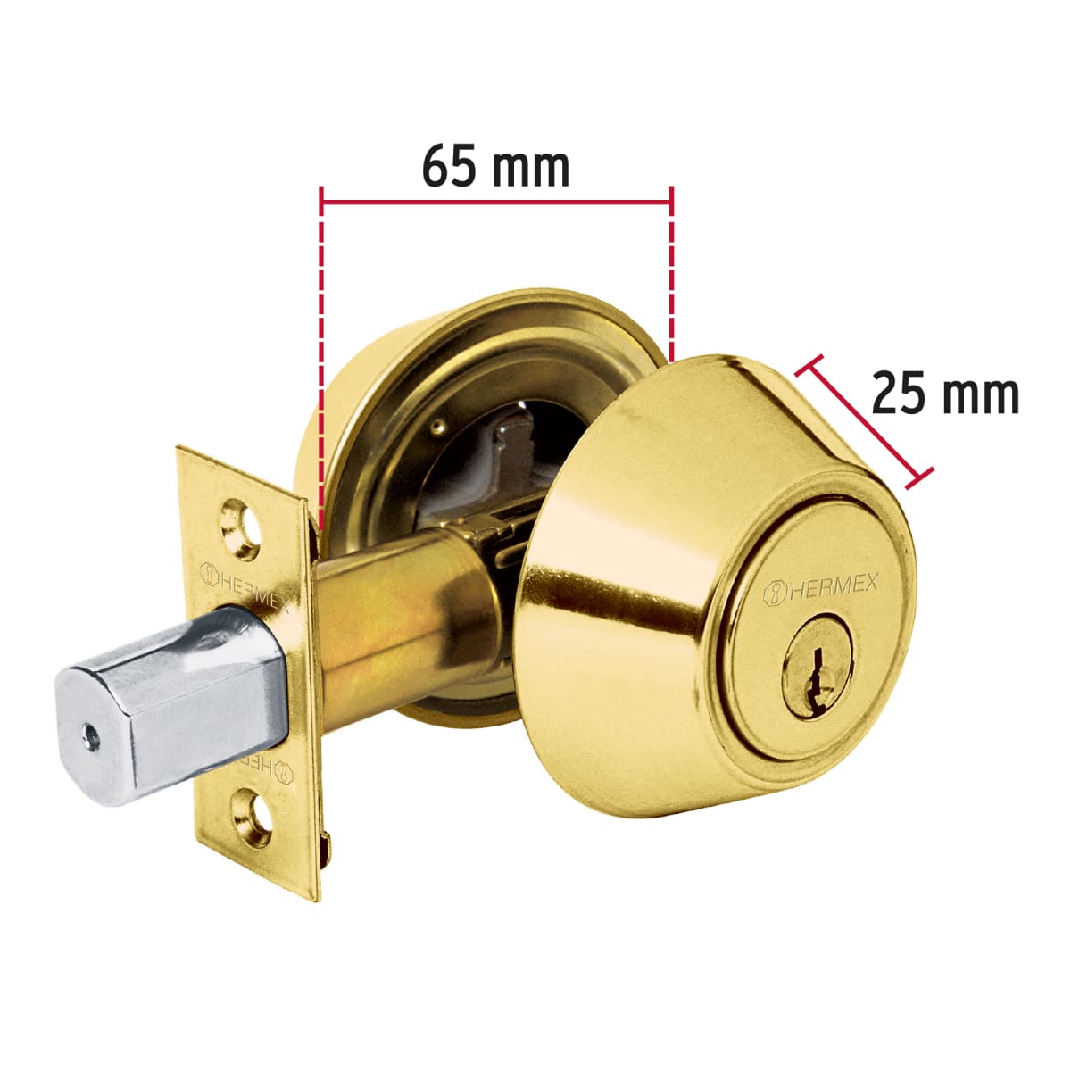 Chapa cerrojo cilindrico laton brillante Hermex3