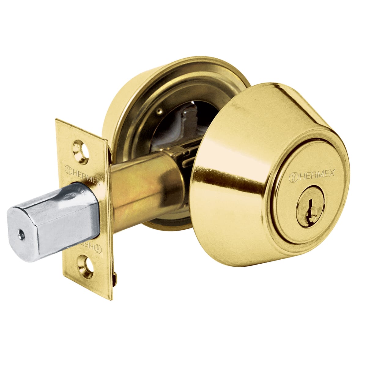 Chapa cerrojo cilindrico laton brillante Hermex2