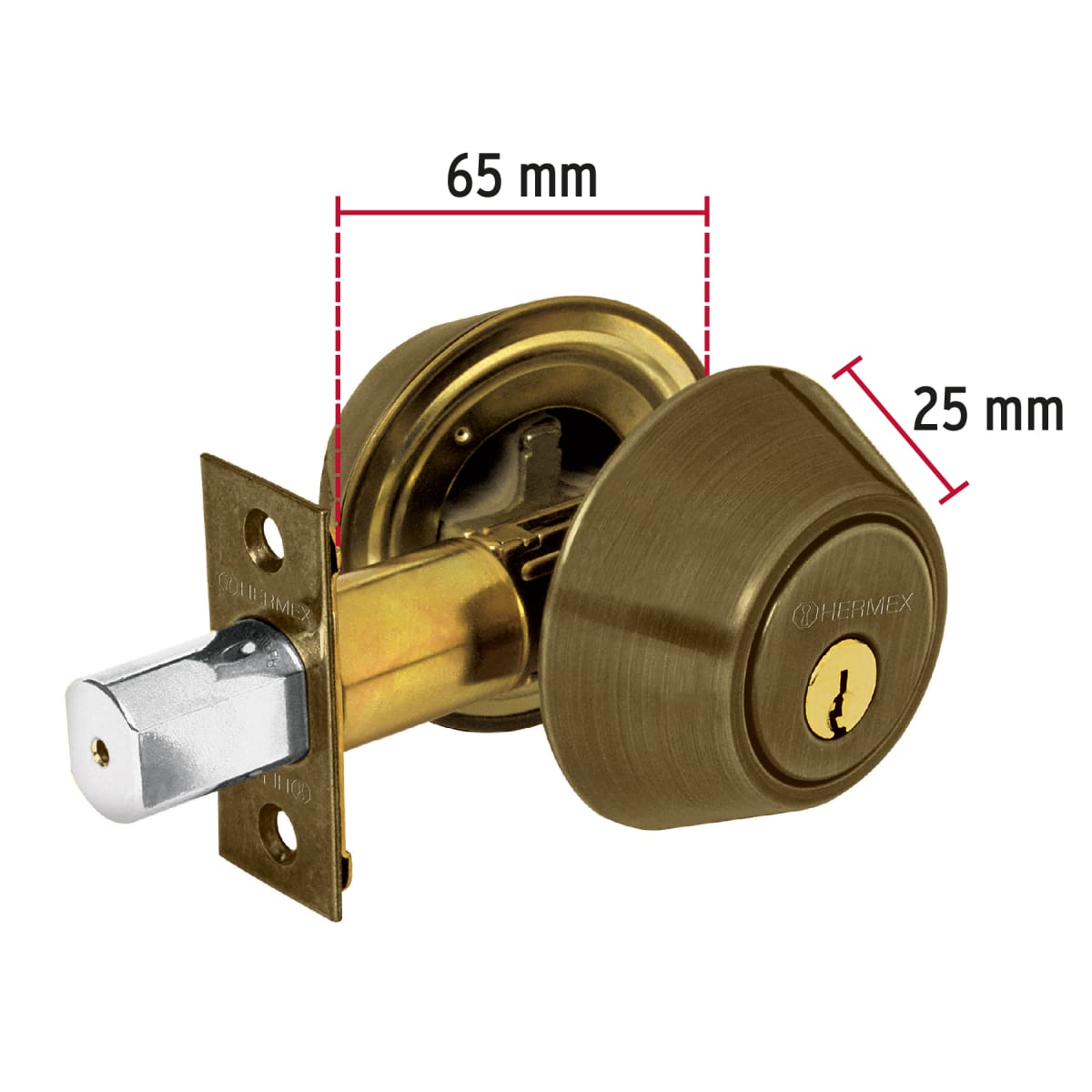 Chapa cerrojo cilindrico laton antiguo Hermex4