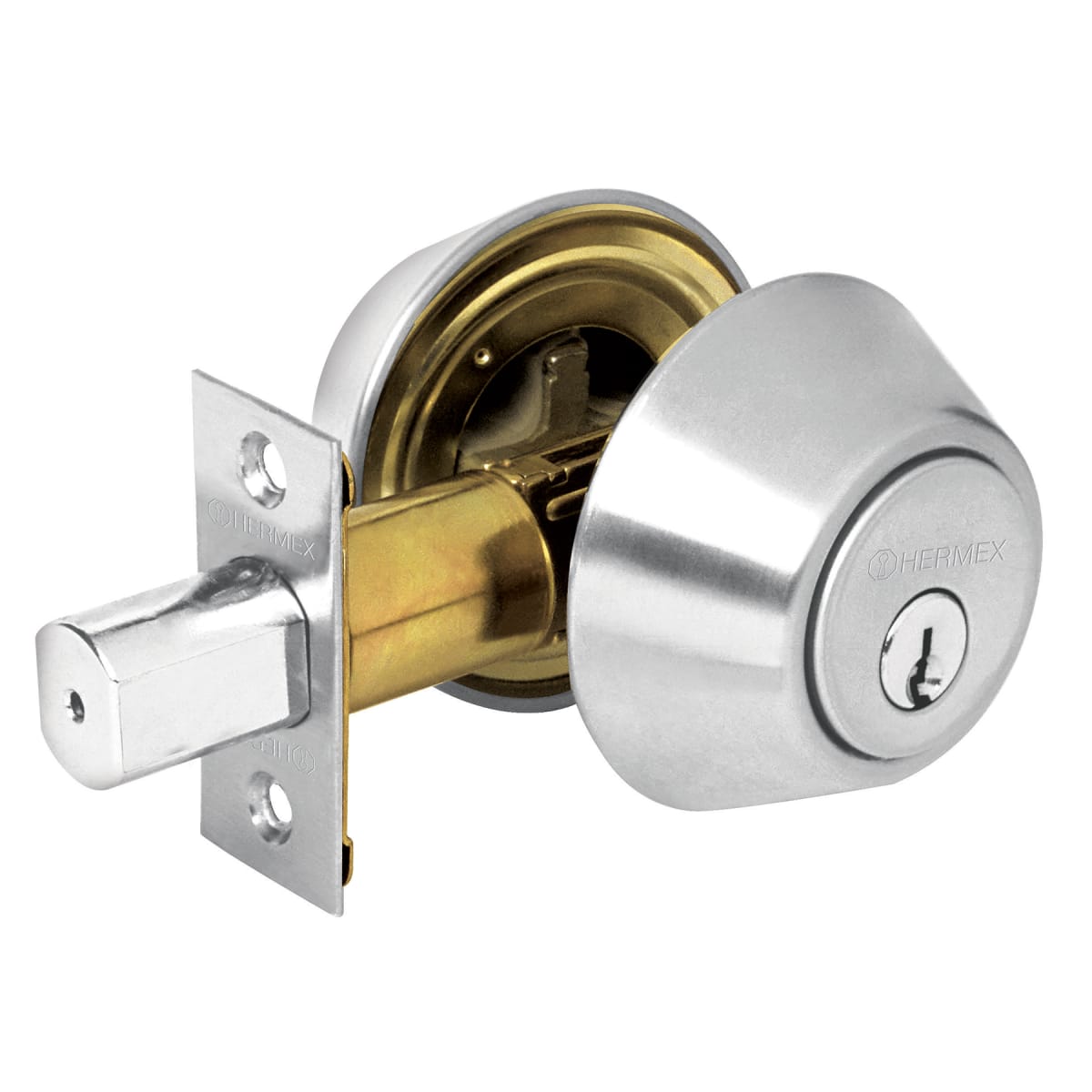 Chapa cerrojo cilindrico cromo mate Hermex2